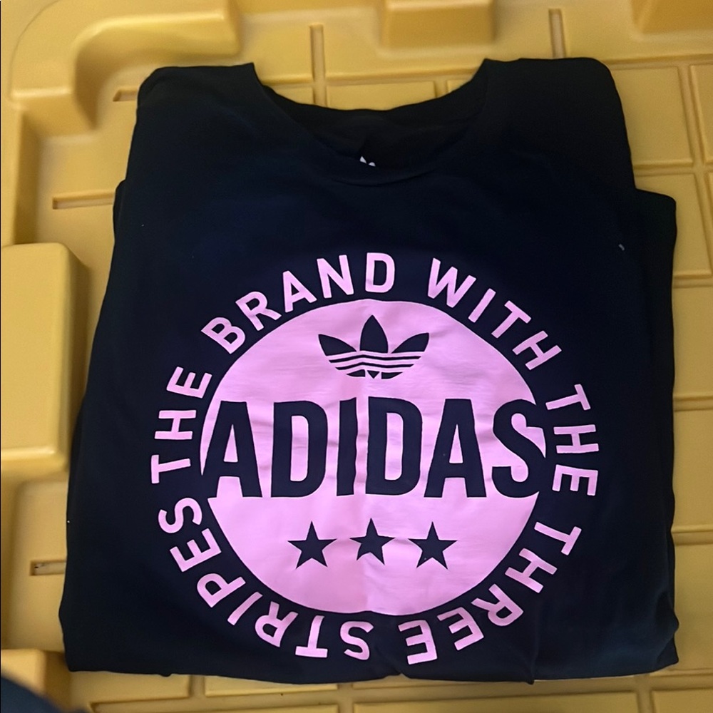 Adidas Black and Pink Short Sleeve Tee
